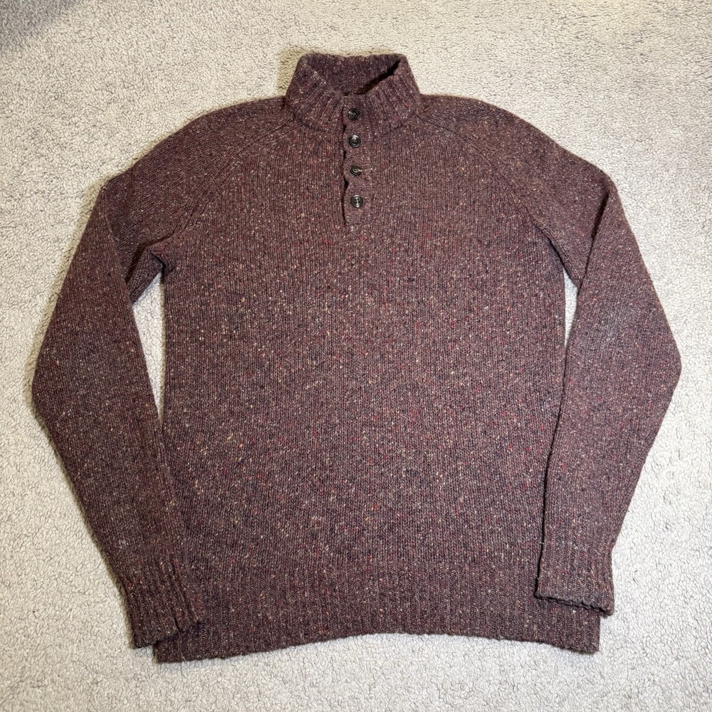 Peter Millar Men's Brown Donegal 1/2 Button Henley Sweater‎ - Merino /Alpaca - S
